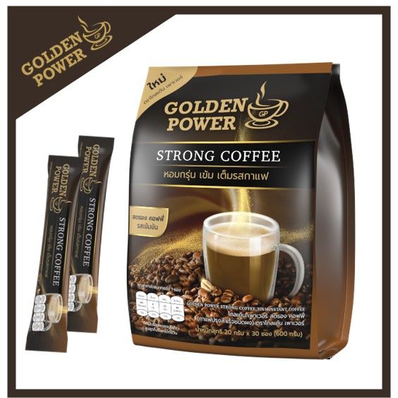ใหม่-กาแฟ-สตรองคอฟฟี่-ตราโกลเด้น-เพาเวอร์-golden-power-strong-coffee-3in1-30-ซอง-ถุง