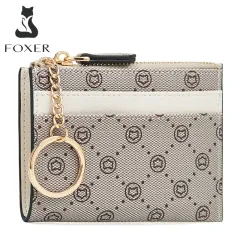  FOXER PVC Faux Leather Wallets for Women, Artificial Leather  Monogram Ladies Small Cute Wallet with Zipper Coin Pocket Women's Mini Short  Wallet Girls Designer Zip Around Wallet Credit Card Holder 