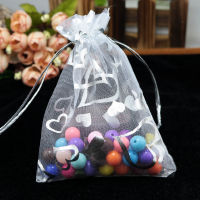 Free Shipping 200pcslot 7*9cm White Organza Bag Heart Design Gift Bag Small Wedding Candy Jewelry Packaging Bags Pouches