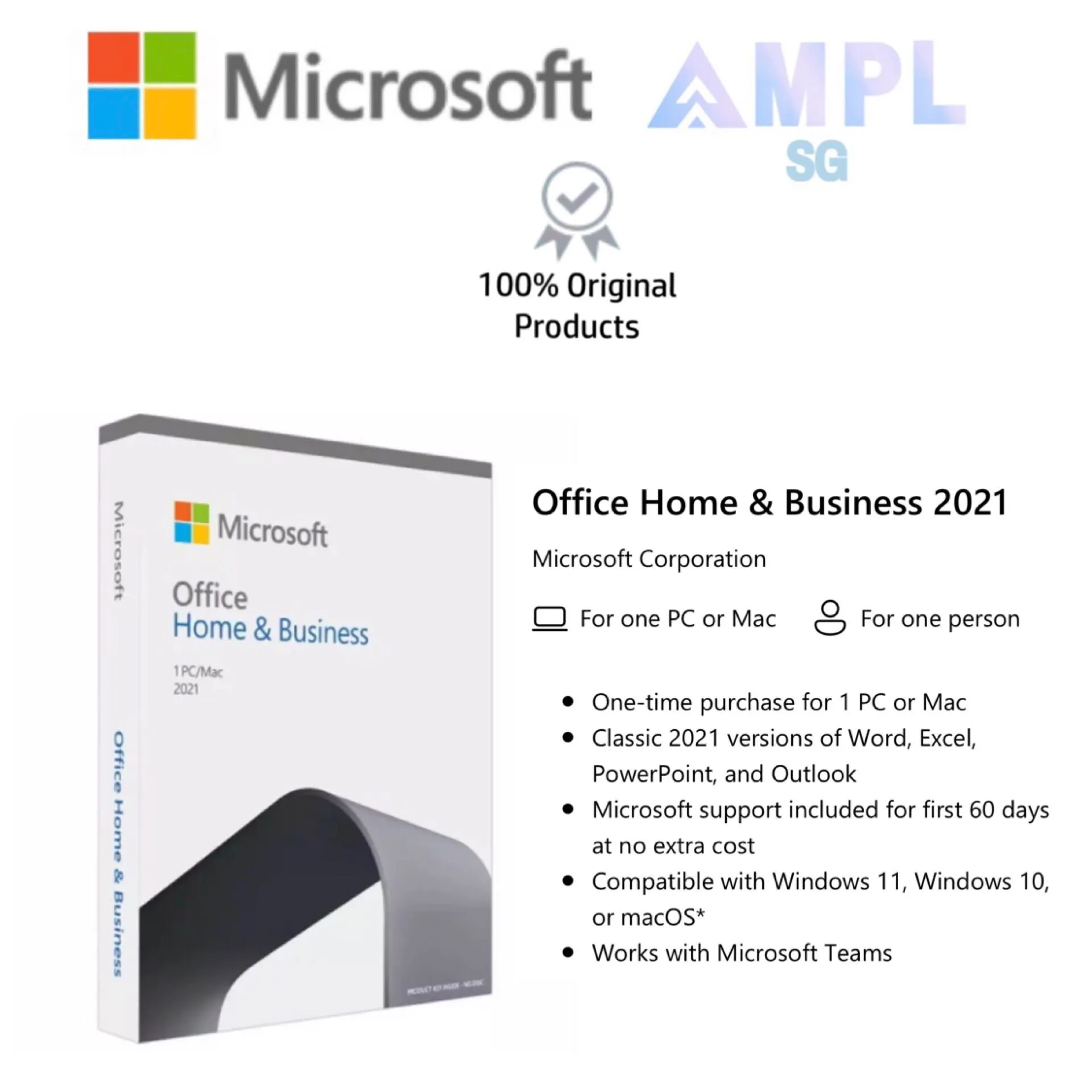 Genuine Microsoft Office 2021 Home & Business T5D-03509 It includes Word,  Excel, PowerPoint, and Outlook for Windows 11 and Windows 10. A one-time  purchase installed on 1 PC or Mac for use