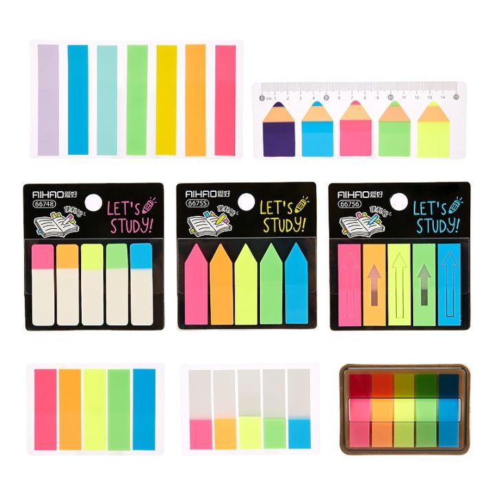 creative-transparent-fluorescent-index-planner-stickers-classification-index-stickers-bookmarker-memo-pad-self-stick-notes