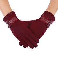 [HOT SELL] Fashion Women Full Finger Touch Screen Gloves Cute Bow Windproof Driving Riding Winter Warm Glove