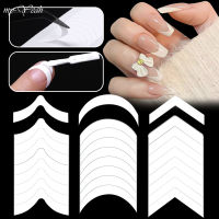 Myyeah 2 แผ่น French Tip Guides สติ๊กเกอร์ติดเล็บ White Manicure Stripe Lines สติ๊กเกอร์ติดเล็บ DIY Professional Tool