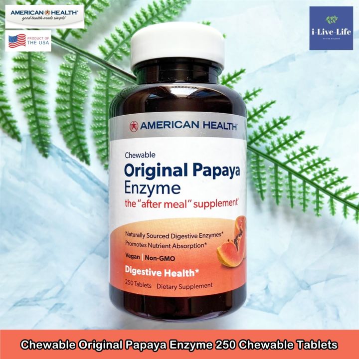 อาหารเสริม-เอนไซม์มะละกอ-chewable-original-papaya-enzyme-250-chewable-tablets-american-health