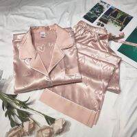 Spot parcel post Victoria Same Pajamas Womens Spring Thin Internet Celebrity ins Fenglan Pink Love Spring and Autumn Two Piece Set Homewear