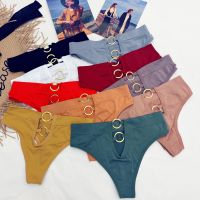 【hot】 New Womens Color Panties Fashion Metal Briefs Mid Waist Seamless Underpants Female