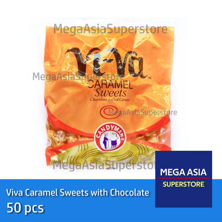 Mega Asia Viva Caramel Candy with Chocolate Filled Center 230G 50pcs Lazada PH