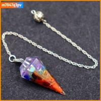 M7847Q3PV 7 Chakra orgonite จี้ลูกตุ้มเรกิ โซ่ห่วงโซ่ เครื่องประดับแฟชั่นเครื่องประดับ Amulet การออกแบบใหม่ ของขวัญสำหรับเด็ก หินอัญมณีหิน