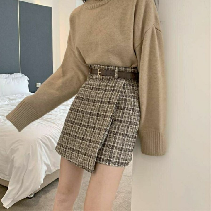 houzhou-wool-plaid-skirt-women-vintage-high-waist-irregular-patchwork-a-line-mini-skirts-with-belt-autumn-korean-fashion-casual