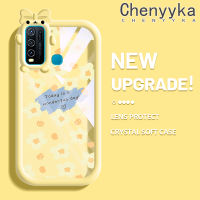 เคส Chenyyka สำหรับ VIVO Y30 Y30i Y50แฟชั่นเคสรูปโบว์ลายดอกไม้น้อยมอนสเตอร์ตัวนิ่มกันกระแทกทนต่อการขีดข่วนเคสโทรศัพท์โปร่งใสซิลิโคน TPU ที่คลุมป้องกันเลนส์กล้องถ่ายรูป