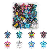 48Pcs 8 Colors Alloy Enamel Connector Charms Sea Turtle Connector Charm with Double Loops 24x18mm Platinum Tortoise Link Connectors for Bracelet Earring Jewelry Making Hole: 1.8mm