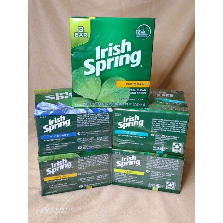 Irish Spring 3 Bar Soap Pack from U.S.A. Original and Other Scents