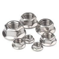 10Pcs Stainless Steel Serrated Flange Hex Lock Nuts M5/M6/M8 Metric Self Locking Flange Nuts Insert Hex Lock Nuts