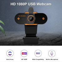 H-01 HD1080P เว็บแคม2MP คอมพิวเตอร์เว็บแคม dengan Mikrofon Kamera Berr untuk Video Penyiaran Langsung Manggil Kerja Persidangan