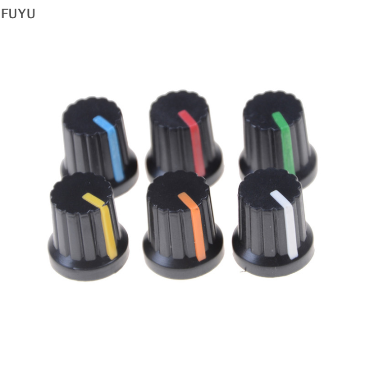 fuyu-10pcs-potentiometer-switch-knob-cap-hole-dia-6mm-volume-control-ลูกบิดหมุน