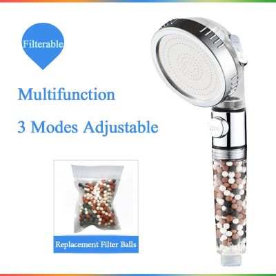 Dropshipping link Zhang Ji New Replacement Filter balls SPA shower head with stop button 3 Modes adjustable shower head  by Hs2023