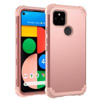 สำหรับ Google Pixel 4a 5G 3 In 1กันกระแทกพีซี + เคสป้องกันซิลิโคน (สีกรมท่า + สีเทา)