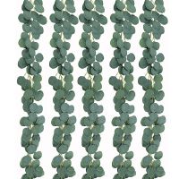 PARTY JOY 5Pcs 1.8M Artificial Eucalyptus Garland Greenery Eucalyptus Vines Faux Silver Dollar Eucalyptus Strands Wedding Decor