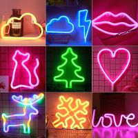 LED Neon Lights Small Lanterns Room Bedroom Birthday E-Sports Decoration Bar Atmosphere Background Proposal Arrangement Wall Hanging 【SEP】