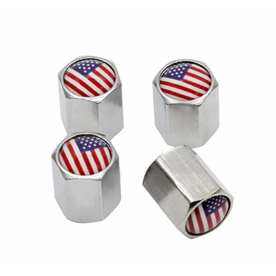☢✲ 4Pcs/Lot Car Styling Sliver Wheel Tire Accessories Valve Stems Covers US America Flag For Ford Dodge Chevrolet Cadillac GMC