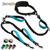 Benepaw Strong Hands ฟรี Double Dog Leash สะท้อนแสงสบายไม่พันกันเบาะ Handle Dual สำหรับสุนัขขนาดกลางขนาดใหญ่