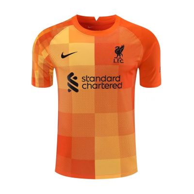 #*^ เสื้อกีฬาแขนสั้น ลายทีมชาติฟุตบอล Liverpool สีส้ม คุณภาพสูง สําหรับผู้ชาย 2021-2022