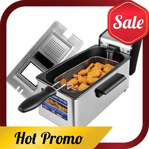 StainlessSteel Electric Deep Fryer with Timer and Temperature Knobs