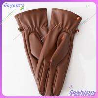 DOYOURS โซ่ห่วงโซ่ ถุงมือหนังแท้ สีทึบทึบ พียู PU ถุงมืออุ่นอุ่น มินิมอล ถุงมือขี่กลางแจ้ง