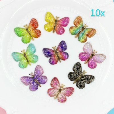 10pcs Bronzing Color Butterfly with Holes Resin Flatback Earring Pendant Hair Clip Diy Accessories