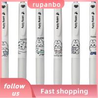 RUPANBO039392692 6ชิ้นปากกาน่ารักสีดำแปลกใหม่0.5มม. ปากกาหมึกน่ารักปากกาเขียนสำนักงาน