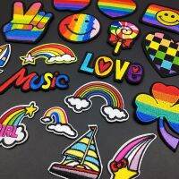 Fashion Rainbow Colors Embroidery Patches Stickers For Clothes Iron On Patch DIY T-shirt Jeans Coat Backpack Appliques Haberdashery