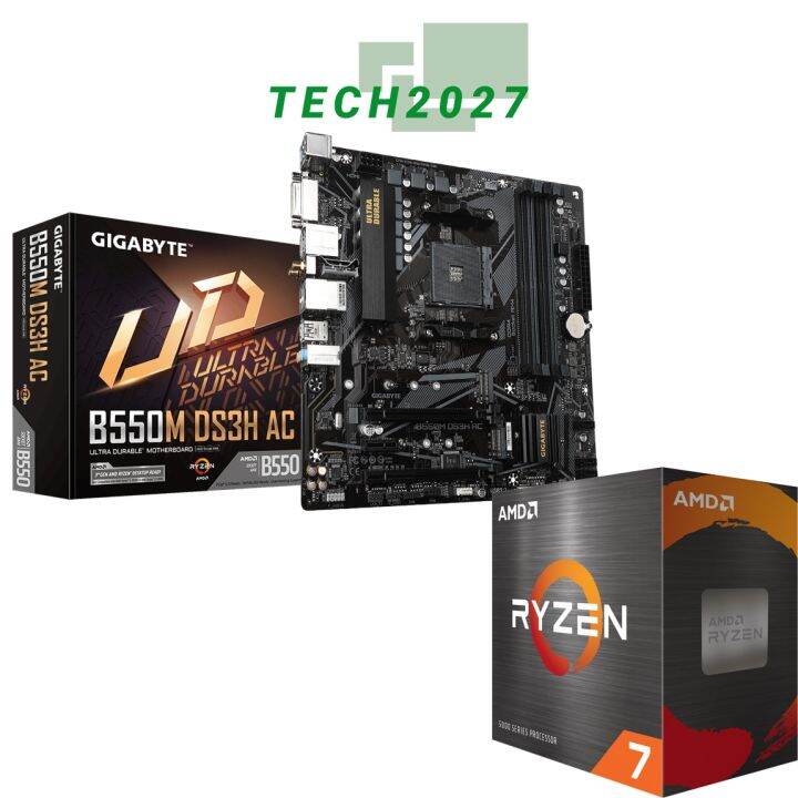 AMD Ryzen 7 5700X 3.4 GHz EightCore AM4 Processor with GIGABYTE B550M DS3H AC MATX DDR4 Ultra