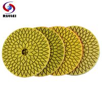 RIJILEI 4 Pcs/Lot 4Steps Super Marble Polishing Pads 4 Inch Diamond Polishing Pads for Granite Wet Flexible Polishing Pad WPD06