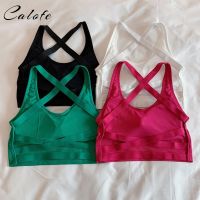 Top Women Bra Sexy Hollowed Back Top Yoga Sports Bra Breathable Underwear Female Fitness For Gym Candy Colors Hot 2022