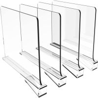 4 Pack Shelf Dividers for Closet Organization,Clear Wood Shelves Dividers for Kitchen Cabinets,Clothes Organizer