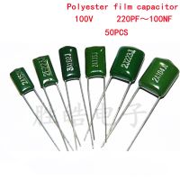 ◑♛✎ 50pcs Polyester Film Capacitor 100V 1nF 1.5nF 2.2nF 100nF 2A471J 2A102J 2A152J 2A222J 2A392J 2A332J 2A472J 2A103J 2A473J 2A104J