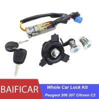 brand new Baificar Brand New Whole Car Ignition Fuel Tank Door Core Key Lock Kit With Remote Control Chip For Peugeot 206 207 Citroen C2