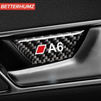 Beterhumz สติกเกอร์ตกแต่งขอบประตูรถ Audi A6 C6 2005-2011รถคาร์บอนไฟเบอร์สติกเกอร์ตกแต่ง Hiasan Interior อัตโนมัติ