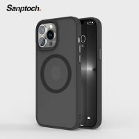 Sanptoch เคสแม่เหล็กติดโทรศัพท์,สำหรับ iPhone 12 / 13 14 Pro Max ปลอกกันกระแทกทหารผิวด้านโปร่งแสงฝาหลัง