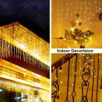 Christmas Lights LED Icicle String Fairy Curtains 4M Droop 0.4-0.6m Waterfall Outdoor Decoration For Party Garden Home Wedding