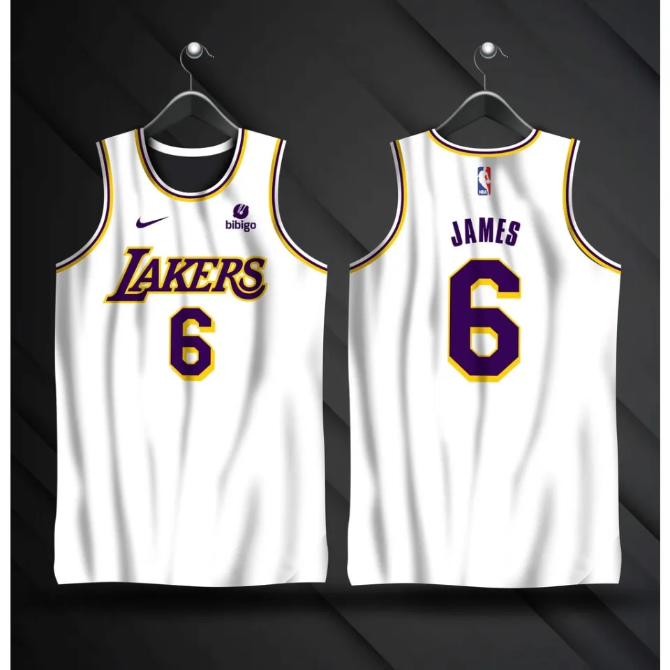 LEBRON JAMES #6 BIBIGO LOS ANGELES LAKERS FULL SUBLIMATED JERSEY