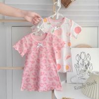 【Ready Stock】 ☂ C22 Hot-Selling New Style Baby Girl Summer Dress Childrens Modal Fashionable Skirt Middle Small Children Ruffled Pajama 2023 Girls Clothing Girls Korean Version 2023