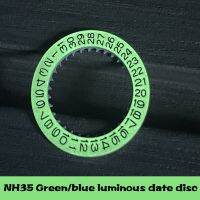 【YF】 For NH35A movement Blue/green Luminous calendar wheel 3.0/3.8 crown white date disc black text for replacement