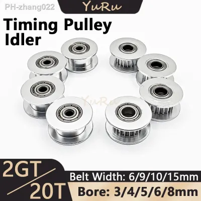 2GT 20Teeth Timing Pulley Bore 3/4/5/6/8mm Belt Width6/9/10mm 20T Tensioning Wheel Open Synchronous 3D Printer Accessories