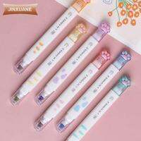 JINXUANE 6Pcs พลาสติกสำหรับตกแต่ง ปากกาทำเครื่องหมายปลายสิ่ว อุ้งเท้าของแมว ปากกาเน้นข้อความที่สวยงาม สวยดีครับ ออฟฟิศสำหรับทำงาน