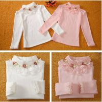 Kids Girls Blouse Cute Lace Long Sleeve Shirt Flower Blouse For 2 - 12Y