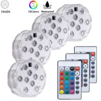 10 Leds RGB Underwater Lamp Waterproof Submersible LED Lights Remote Control Tea Lights for Wedding Party Vase Decoration Ip68