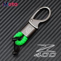 Custom Logo Motorcycle Hand Woven Leather Keychain Metal Keyring For KAWASAKI Z400 Z 400 2022 2021 2020 2019 2018 Accessories