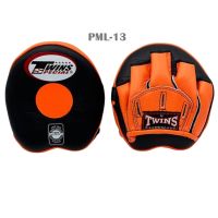 Twins Special mini Focus mitts punching PML-13 Black Orange Genuine Leather for Trainer Muay Thai MMA K1 เป้ามือทวินส์ สเปเชี่ยล ทรงโค้งเล็ก สีดำ ส้ม สำหรับเทรนเนอร์ ฝึกซ้อม