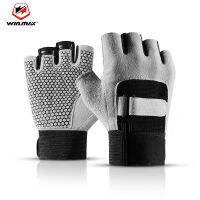 Winmax Women Men Gym ถุงมือ Half Finger Anti-slip กันกระแทก ฟิตเนส ยกน้ำหนัก Crossfit Dumbell Sports Gloves